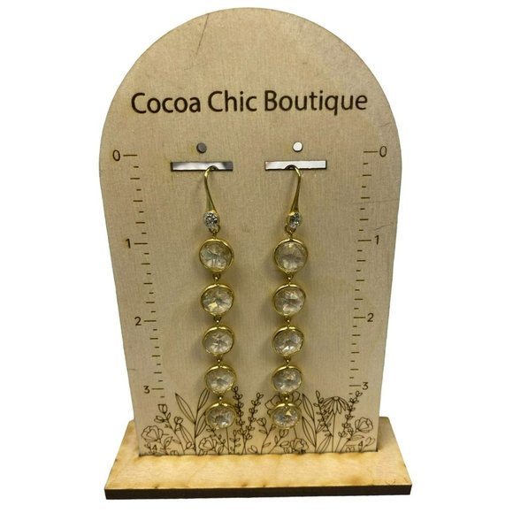 Vintage Henri Bendel Gold tone and Chrystal Drop Pierced Earrings - Picture 1 of 3